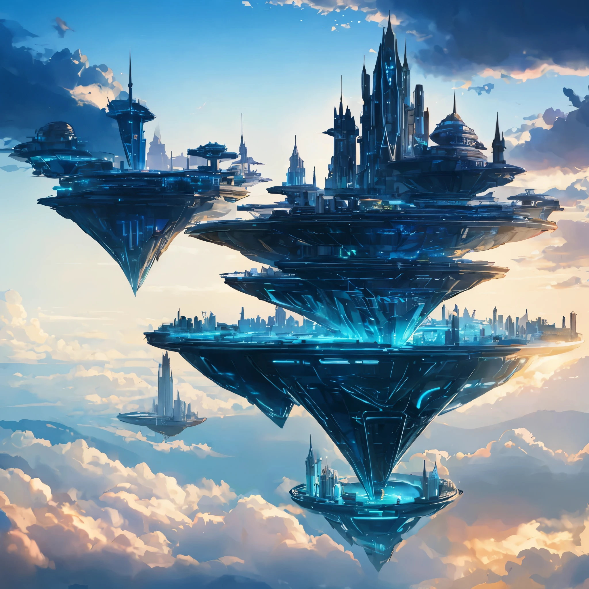 highest clarity, perfect lighting, clear focus, 16k, best quality, masterpiece, Far view，（The most distant view：2），（Panorama：1.5），（long distance top view：1.3），

（Fantasy style：1.2），（Middle Ages：2），（The city floats in the sky），Futuristic architectural art，（black architectural style：1.3），

（light is gloomy：1.3），magnificent, spectacular, huge

（Magic Tower：2），（magic circle）,（huge magic circle）,（Magic Halo），（obelisk community：2）, （flying ark city：1.3 ）,（Floating air city：1.3），Magic City，

Rendering of building with minaret roof and sky background, 


The concept of futuristic architecture, Futuristic outpost building, Futuristic architectural art, 