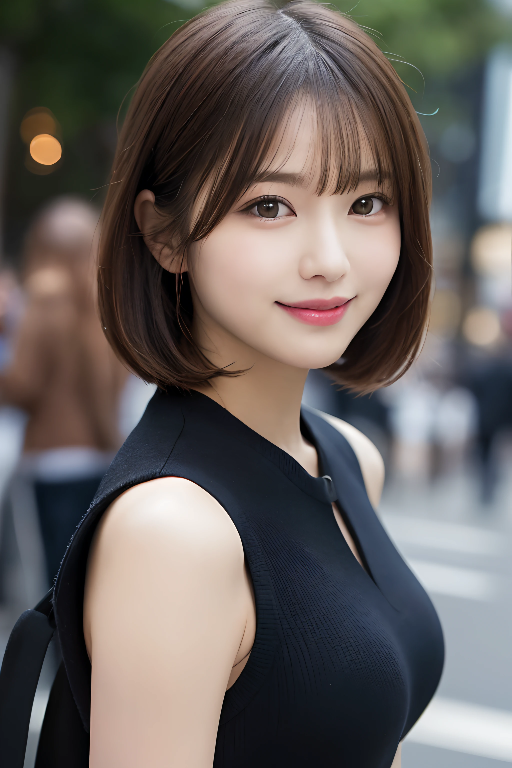 masutepiece, Best Quality, ultra-detailliert, finely detail, hight resolution, 8k wallpaper, Perfect dynamic composition, Beautiful detailed eyes, Women's Fashion, Very short hair, small tits, Natural Color Lip, Bold sexy poses, Smile, Harajuku, 20 years girl, Cute, Sexy shot looking at camera