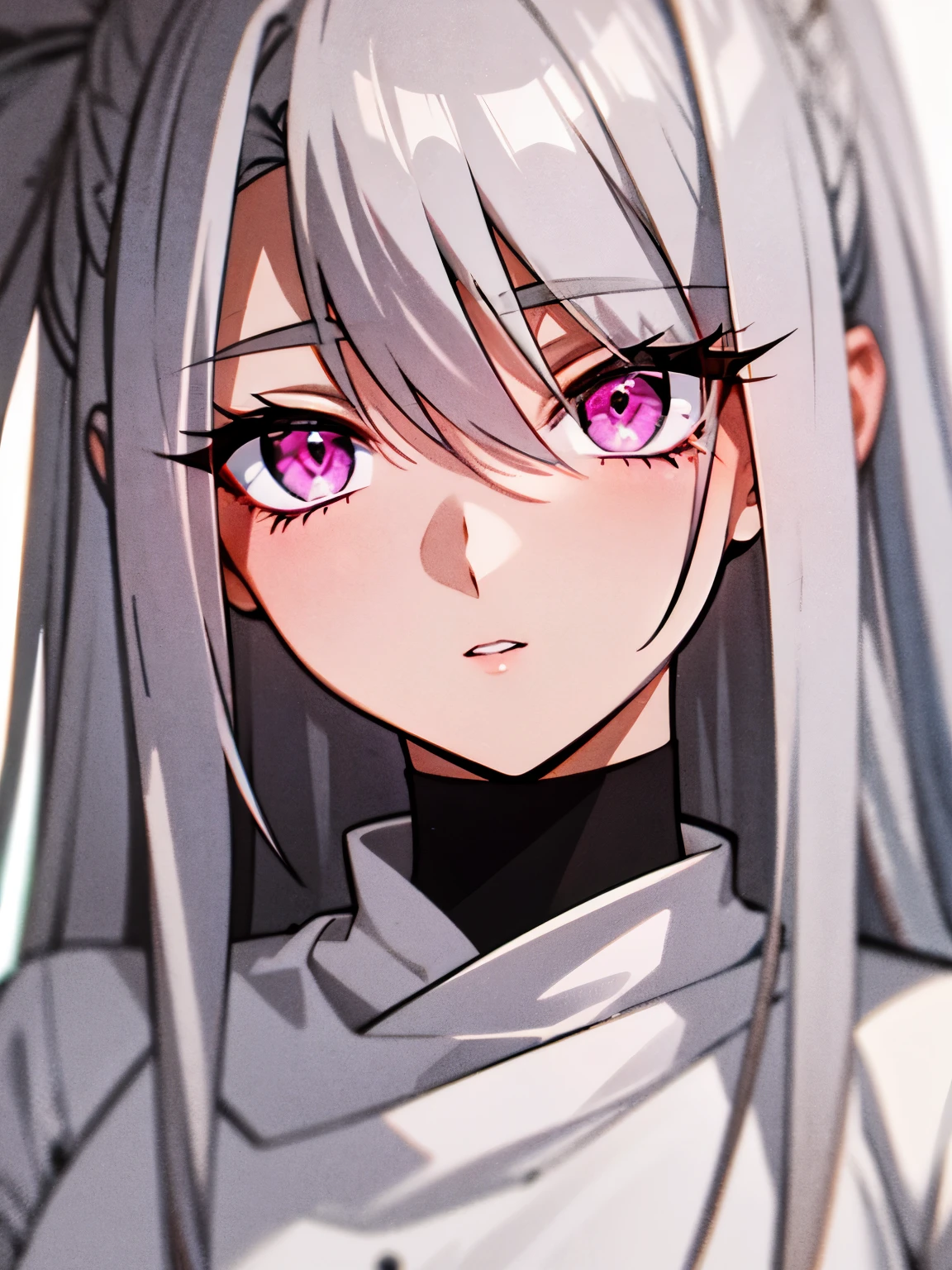 pink eyes　gray hair　