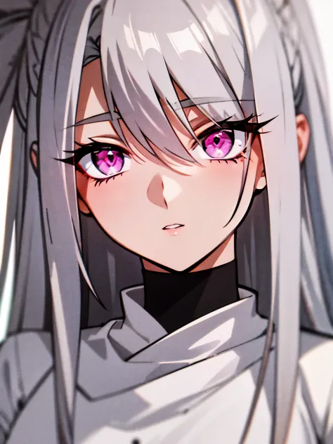 pink eyes　gray hair