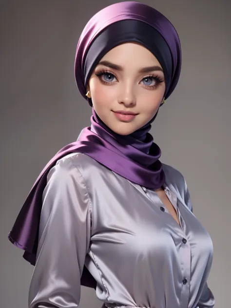 Character Design - a beautiful hijab girl character, beautifully makeup, eyeshadow, Parted Lips, detailed eyes, beautiful big ey...