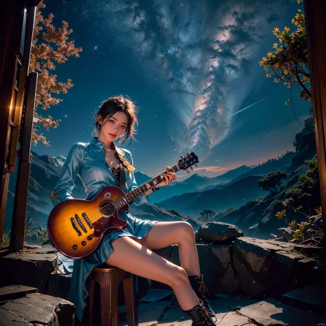 nebulae hyper Nebula starry_sky Moonset epic moonrise spacious moonshine Loli Guitarist Guitar Loli Musician piano Exhibitionist...