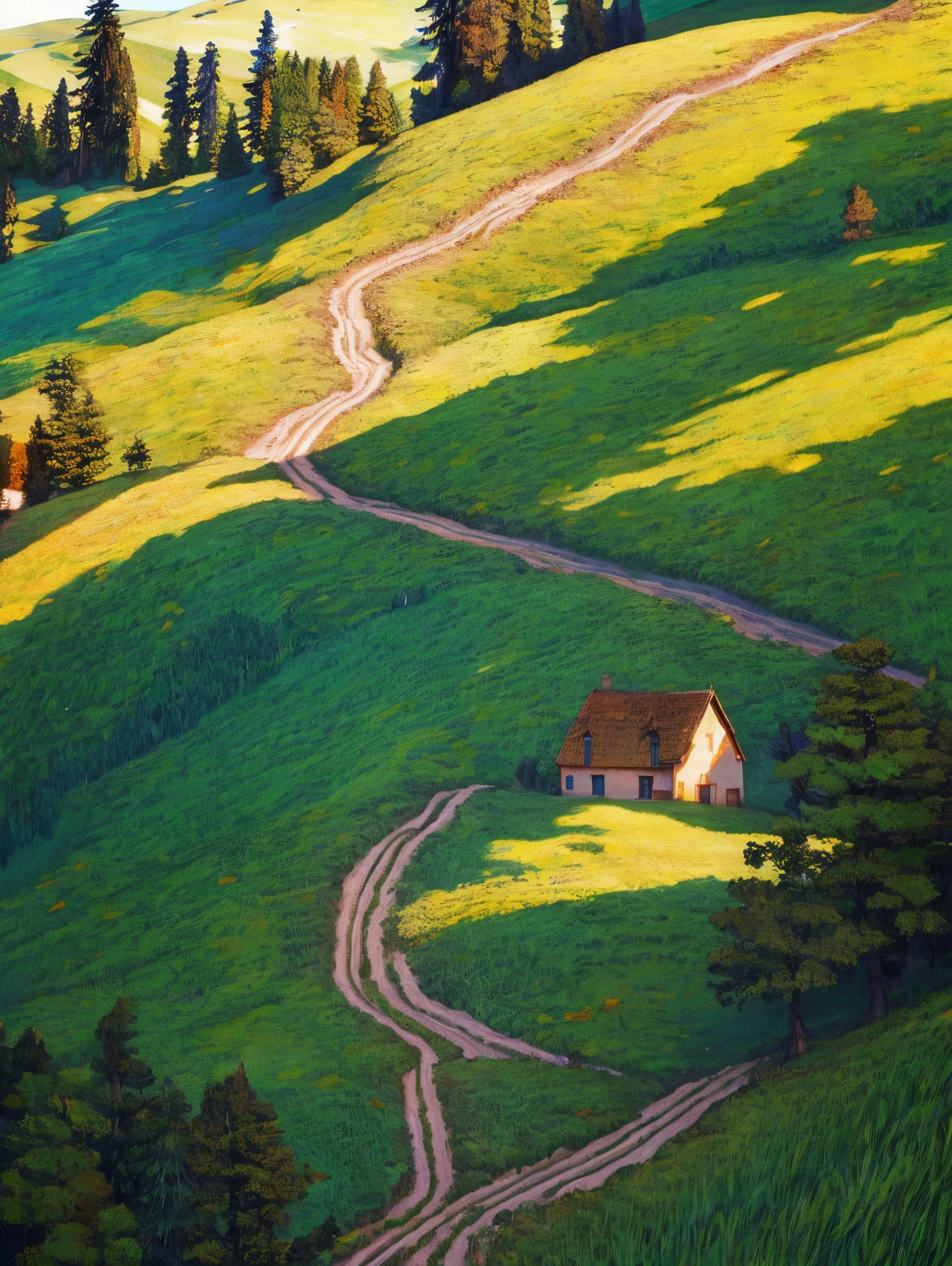 Campagne paisible et idyllique, Collines verdoyantes parsemées de moutons au pâturage, Charmante villa，Situé au milieu de fleurs vibrantes, Ciel bleu clair au-dessus, Évoque un sentiment de paix et de simplicité, vallée enchanteresse, Suisse, des parcelles de champs verts, campagne luxuriante, vallée luxuriante,Un village idyllique à Milan,，champs verdoyants，au dessus d&#39;un village，Terrasses roulantes，Jardin coloré de fleurs et de plantes，Paysage alpin dans la campagne suisse sous les Alpes，Carl Stuffer Berne，Nature majestueuse, Architecture suisse, Beau paysage, Rios，cascadeur