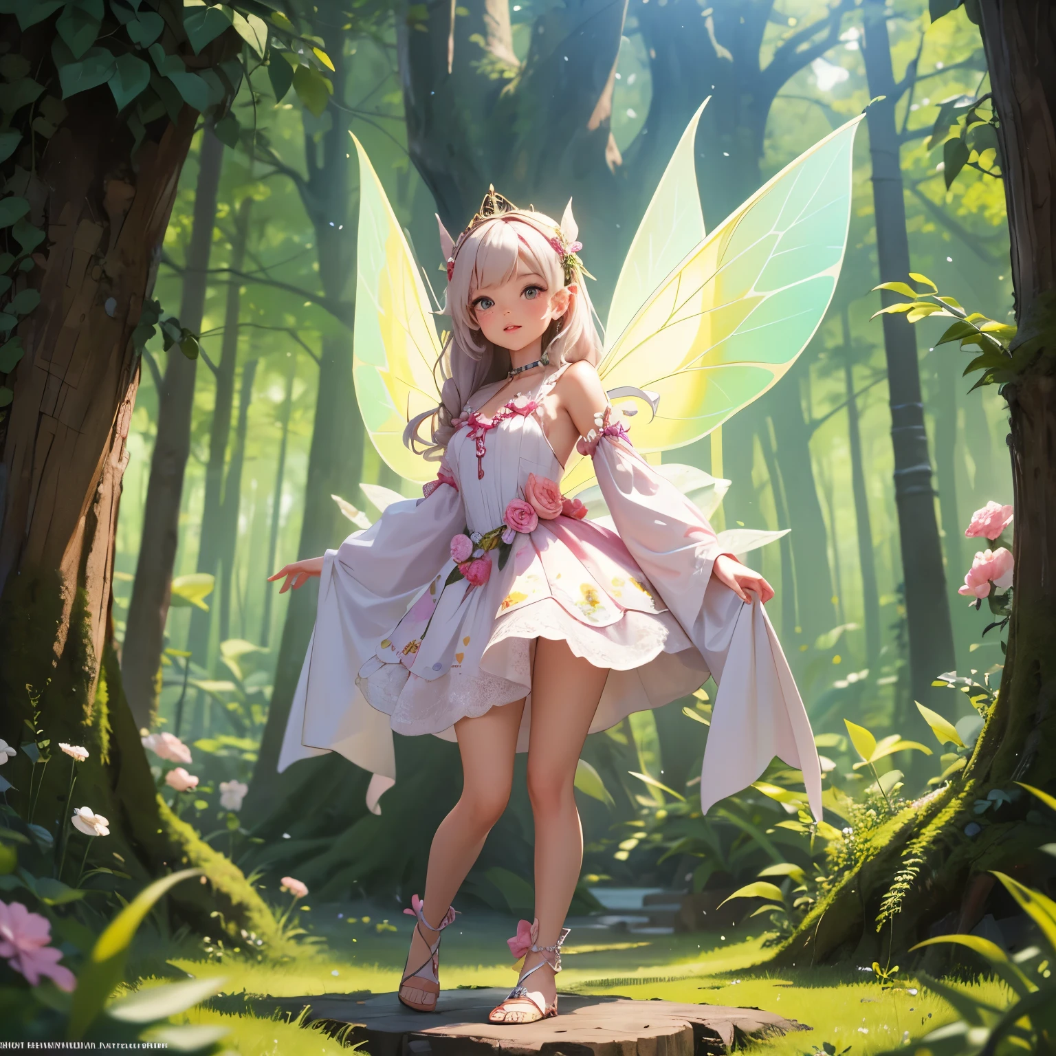 飞天仙子生活在仙女森林里的仙女穿着仙女服设计服装全身站立露出阴部