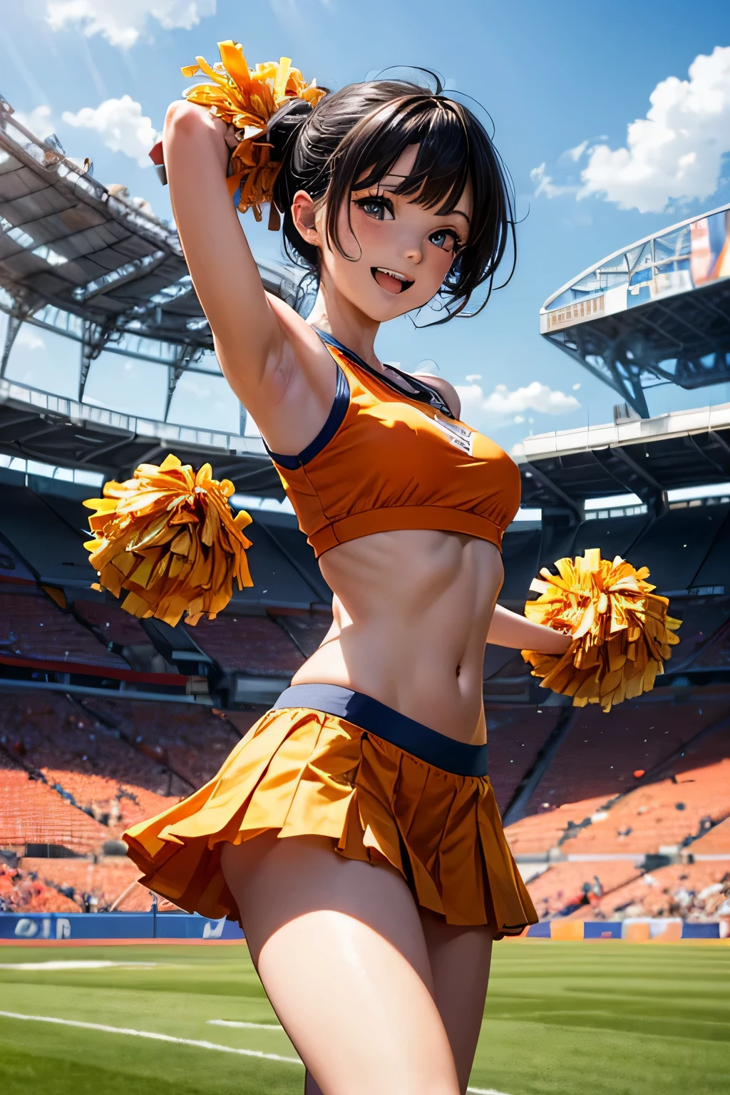 A woman in a cheerleader outfit posing for a picture - SeaArt AI