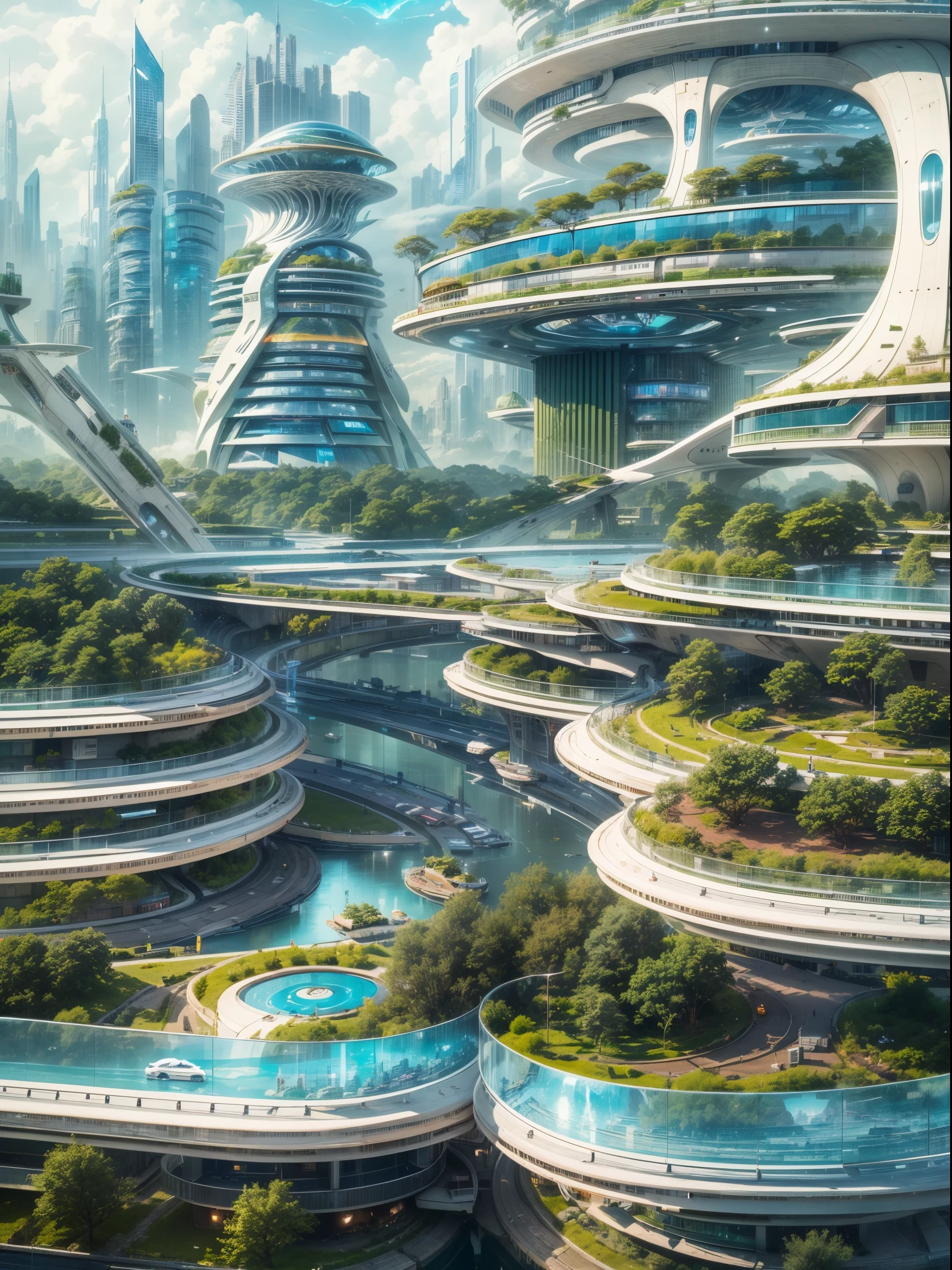(最高品質,4k,8K,高解像度,傑作:1.2),非常に詳細な,(現実的,photo現実的,photo-現実的:1.37),未来的な水上都市,未来のテクノロジー,巨大なハイテクな平らなプラットフォーム上の都市,飛行船,空に浮かぶ,未来都市,small 飛行船 around,ハイテク半球形プラットフォーム,カラフルなライト,高度なアーキテクチャ,近代的な建物,高層ビル,雲に届く,畏敬の念を抱かせる景色,都市景観,印象的なデザイン,自然とのシームレスな融合,ダイナミックで活気のある雰囲気,未来の交通システム,ホバリング車両,透明な通路,豊かな緑,空中庭園,滝,壮大なスカイライン,水面に映る,輝く川,建築の革新,futuristic 高層ビル,透明なドーム,変わった形の建物,高架歩道,印象的なスカイライン,光るライト,未来のテクノロジー,ミニマリストデザイン,景色の良い展望台,全景,雲を突き抜ける塔,鮮やかな色彩,壮大な日の出,壮大な夕日,まばゆいばかりの光の展示,魔法のような雰囲気,未来の都市,都会のユートピア,贅沢なライフスタイル,革新的なエネルギー源,持続可能な発展,スマートシティテクノロジー,高度なインフラ,静かな雰囲気,自然と技術の調和のとれた共存,畏敬の念を抱かせる街並み,前例のない都市計画,建物と自然のシームレスなつながり,ハイテク都市,最先端の工学の驚異,都市生活の未来,先見性のある建築コンセプト,エネルギー効率の高い建物,環境との調和,雲の上に浮かぶ街,ユートピアの夢が現実になった,無限の可能性,高度な交通ネットワーク,グリーンエネルギーの統合,革新的な素材,印象的なホログラフィックディスプレイ,高度な通信システム,息を呑むような空中景観,平和で穏やかな環境,モダニズムの美学,天上の美しさ