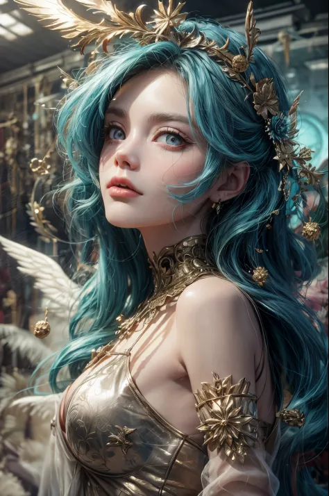 In a canvas of dreams, paint a scene where a girl embodies both angelic grace and the gritty allure of Cyberpunk and Steampunk r...