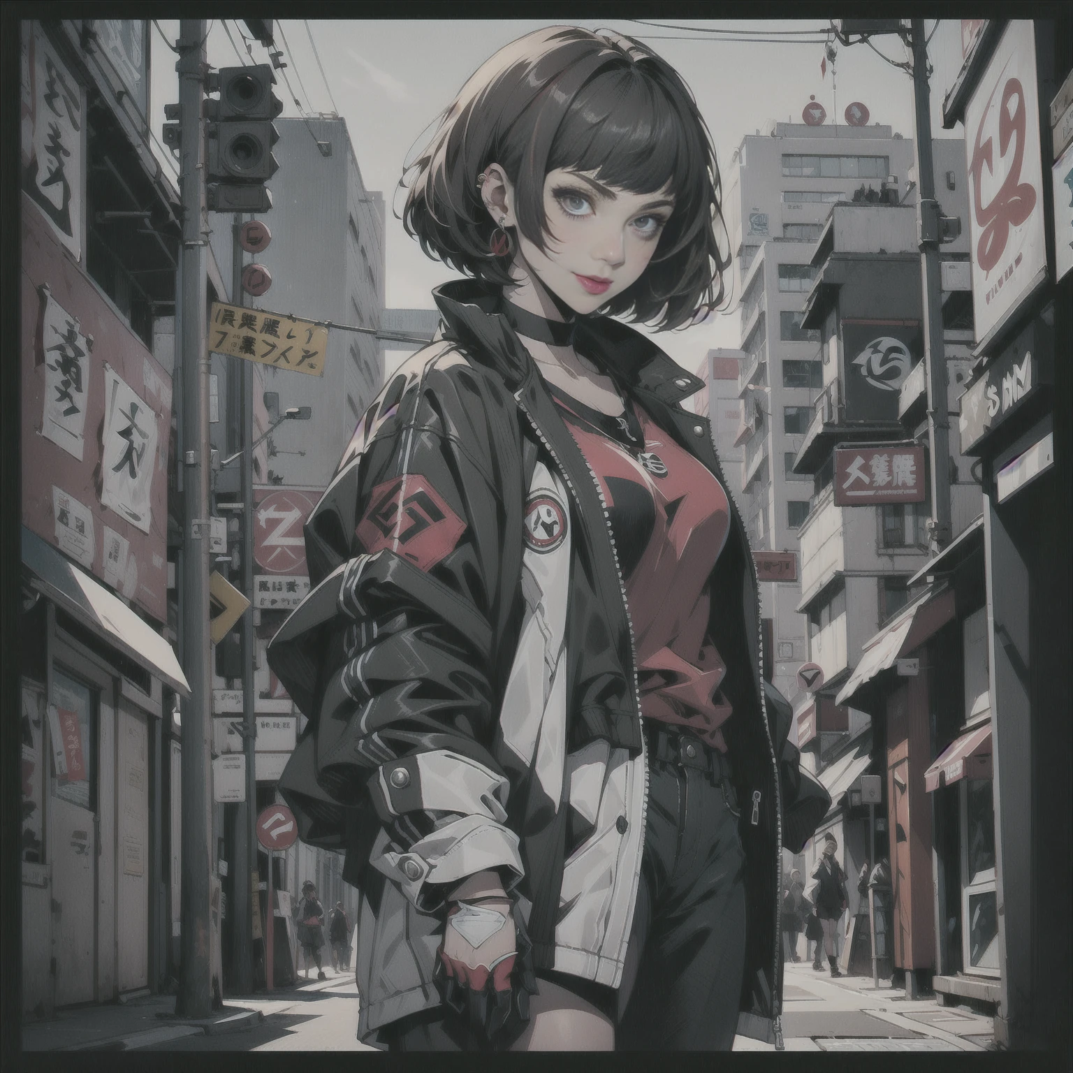 dans le style artistique de persona5 et dans le style artistique de street of rage 4, délinquant, (ils sont), mature_femelle, rougir, mature, femme plus âgée, 2, Tenue de professeur Sukeban, (1fille, seulement femelle, seulement, seulement focus)++++, foulard, ils sont teacher, ils sont Lutteer, Long_manches, open veste, blue veste,( Jean)+++, light skin tone femelle, (tout le corps)+++++, veste, biker veste, ruban adhésif, bras_soutien, gants, rouge_gants, gants de mariée, Vernis à ongle, bottes, noir_chaussure, Lutteer outfit, (tout le corps)+++++++, Sablier, visage mature, Sourire effronté, visage effronté, les rides, (rouge hair, Cheveux courts, coupe au carré, des boucles d&#39;oreilles, perçages d&#39;oreilles), rouge eyeighting art, Arts martiaux, debout, Lutteing_position, Lutte, Lutteing), Couleurs supplémentaires, 2j, Mégapixel, perfectionnisme, éclairage d&#39;accentuation, Full HD , (chef-d&#39;œuvre:1.2), (plan complet du corps:1),(tir de cow-boy:1.2), (très détaillé:1.2),(visage détaillé d&#39;anime:1.2), Coloré, Un œil détaillé, (paysage détaillé:1.2), (éclairage naturel:1.2), ((ils sont school teacher)) de Vincent Di Fate: Aide-mémoire, Plan anamorphique, Règle des tiers, visage par Artgerm et WLOP, ((rue de rage 4 fond de ville)), fond de ville fictive dans le style art de Street of Rage 4,