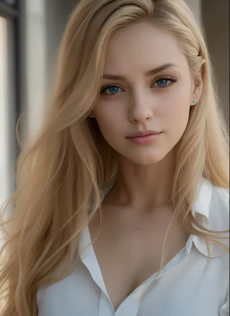 blonde woman with blue eyes and long hair posing for a picture ...