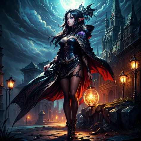 fantasy art, gothic art, (masterpiece:1.5), full body best details, highly detailed, best quality, , highres, full body portrait of a vampire, elf (Masterpiece, best quality: 1.6), ultra feminine, wizard, (intricate details, Masterpiece, best quality: 1.5)...