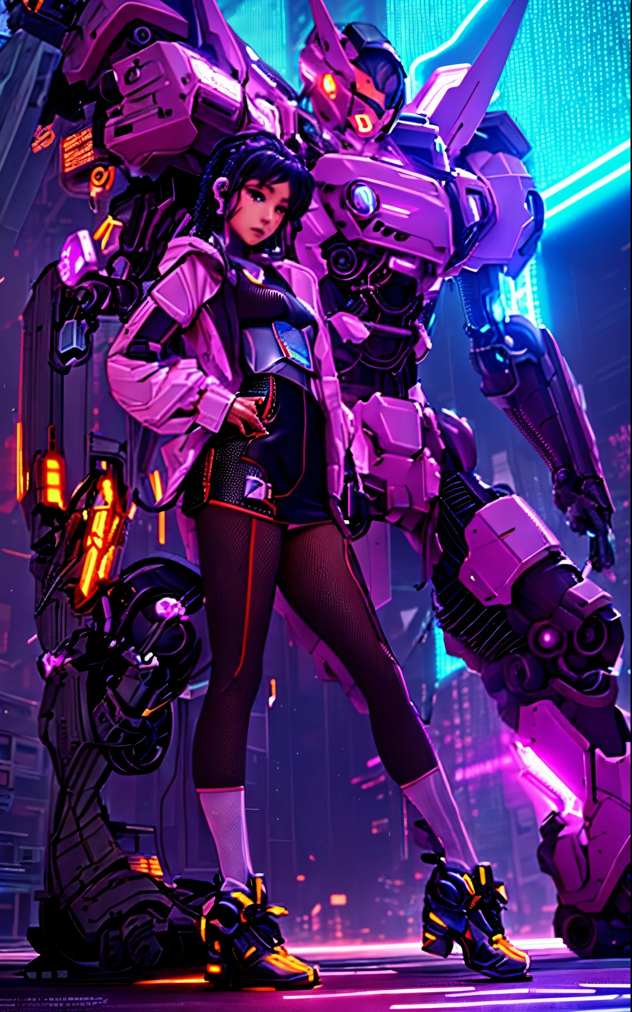 (Cyberpunk anime girl mecha, 8K-Qualität, Guweiz, Russell Dongjun Lu, Ross tran Und other well-known artists signature style), Konstruieren Sie einzigartige Muster, (Detaileinstellung + fluoreszierendes Leuchten) Und (digitale Kunst Spezialeffekte + coole Netzwerkrüstung) um eine wunderschöne Cyberpunk-Zukunft zu erschaffen.