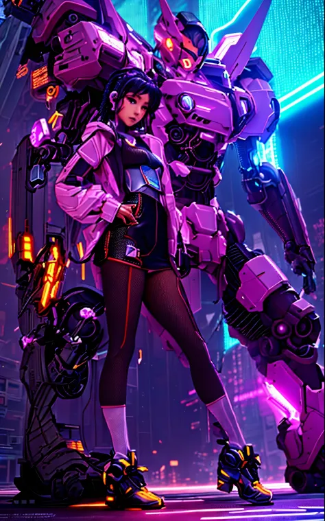 (Cyberpunk anime girl mecha, 8k quality, Guweiz, Russell Dongjun Lu, Ross tran and other well-known artists signature style), co...