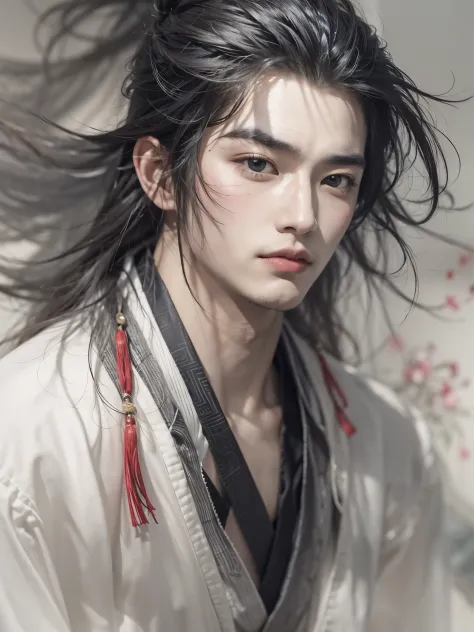 （male character design），（Close-up portrait of a cold and aloof Chinese handsome man Pan An），Pan An as a representative figure of...