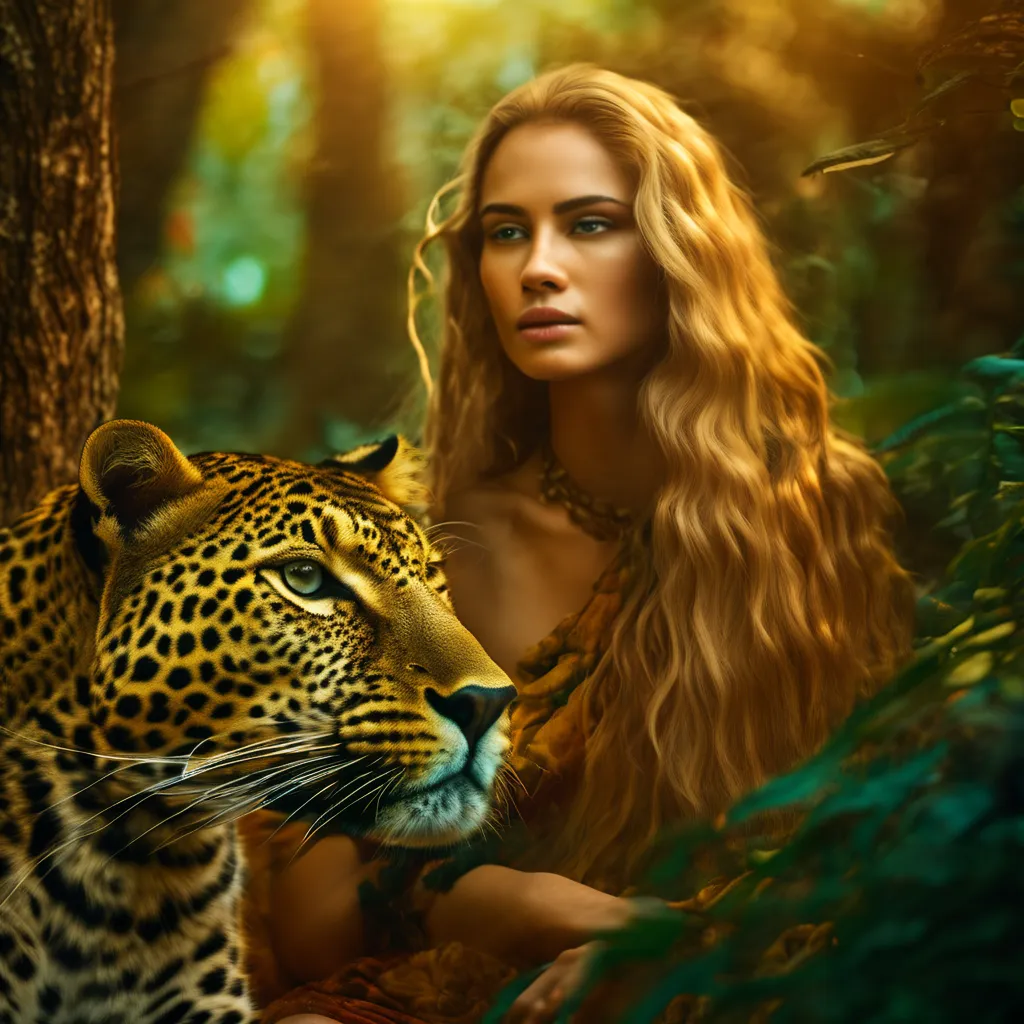 Fantasy pictures A beautiful young woman with long golden hair and a human upper body. The lower body, from the waist down, is t...