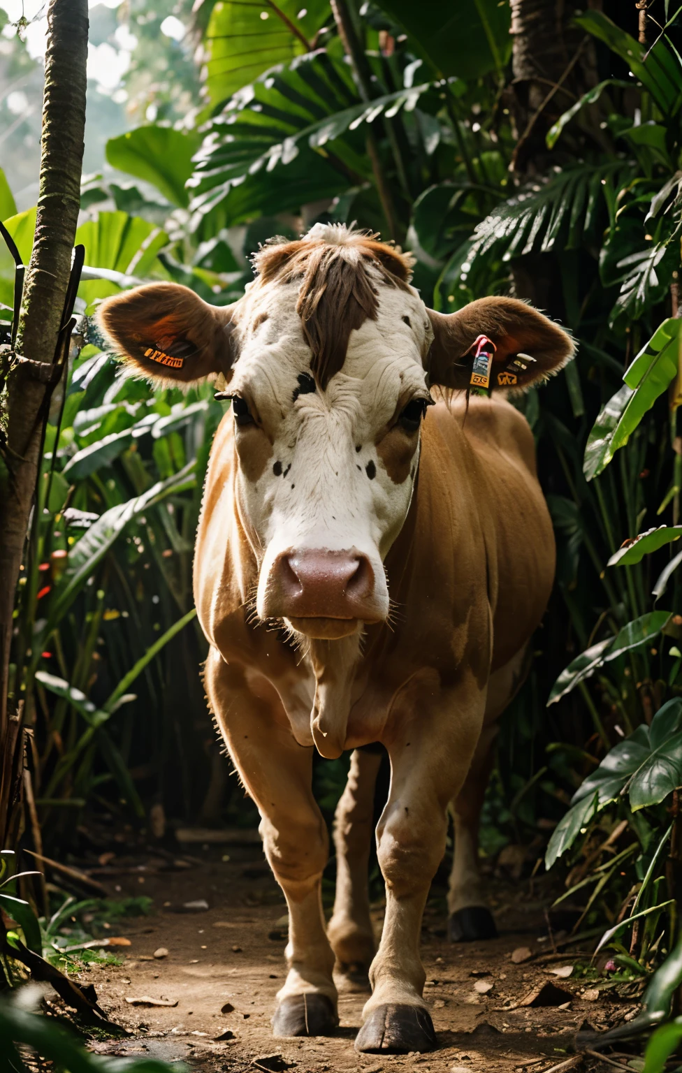 There is a cow that is walking through the jungle - SeaArt AI