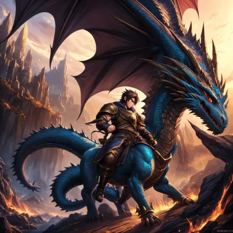 anime - style illustration of a man with a dragon on his back, epic anime fantasy, epic anime style, by Yang J, anime epic artwork, dragon knight, epic fantasy art style, human and dragon fusion, advanced digital anime art ”, anime fantasy illustration, ba...