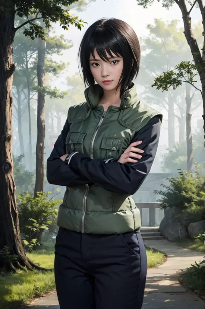 Masterpiece,best quality,realistic,1girl,shizune in naruto,black hair,short hair,detailed clothes,