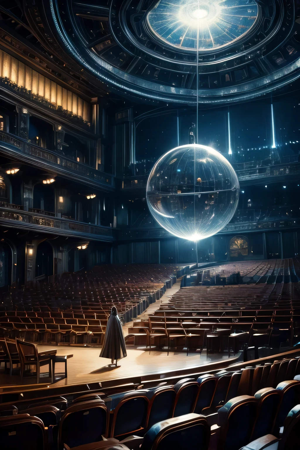 4k、Near the future、real、concert hall、inside the sphere、back view、Hologram Art、very detailed、wide angle lens、damp medieval town、movie theatre、3D hologram、projector、film、geometric、Vibrant and fantastic plants、big house、anime background、concept art、(Characters do not appear)、realな照明、grand composition、diffusion、(masterpiece、highest quality)、Super HD、32k - V 6、digital art、stare、long spiral、ring、function、Philosophy、fibonacci、dust flies
