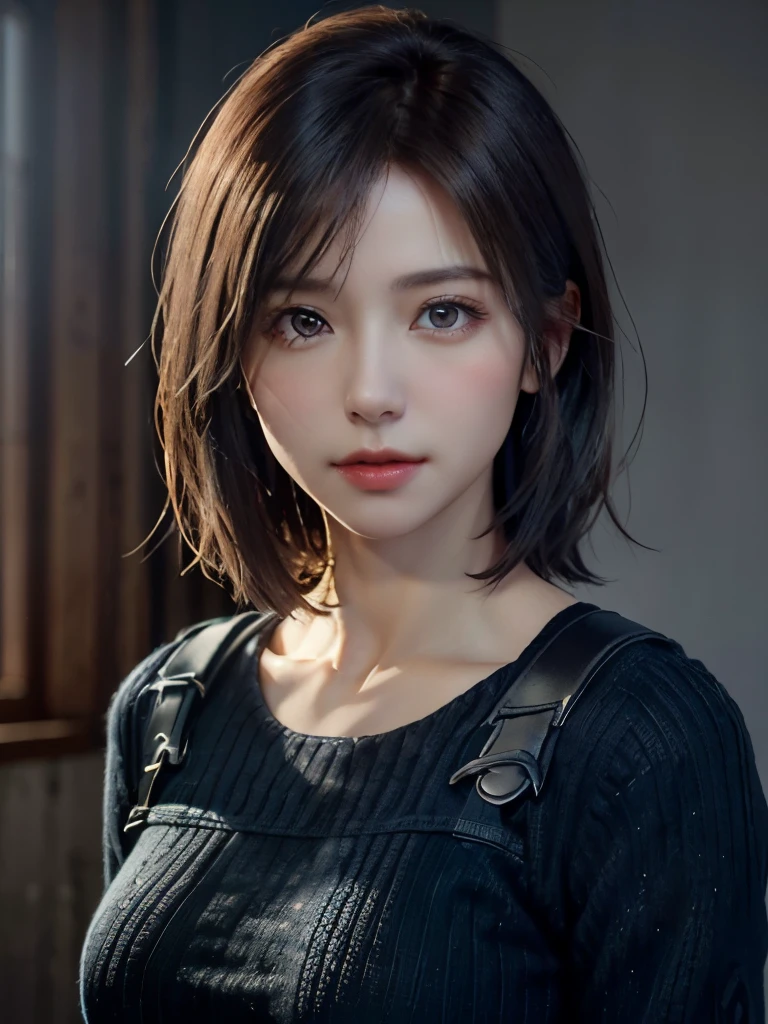 (Representative works:1.3)、(8k、photorealistic、Raw photo、Highest image quality:1.4)、(30 years old mature woman)、small face、beautiful face、(realistic face)、no makeup、natural makeup、light makeup、 (Dark brown、short hair:1.3)、beautiful hairstyle、realistic eyes、beautiful detailed eyes、 (Photorealistic skin)、beautiful skin、 (sweater)、small breasts、Bust B Cup、 Disorganized、 charm、超High definition、Super realistic、 High definition、golden ratio、FF Tifa、Gray background、