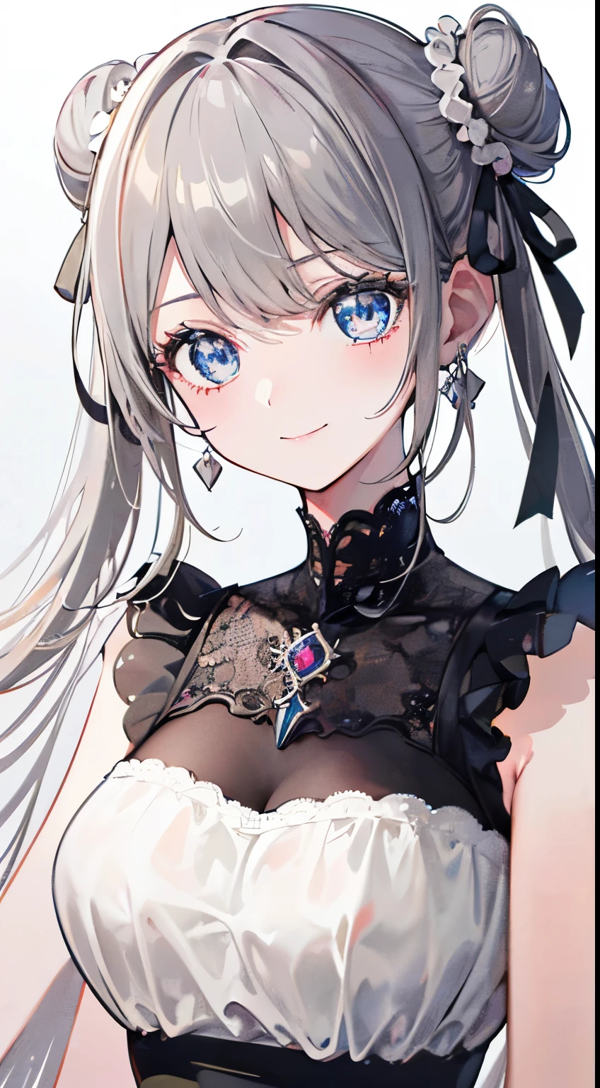 Anime girl with long hair and blue eyes wearing a black dress - SeaArt AI