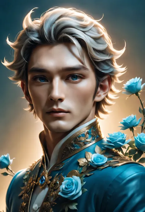 (male character design), Half body photo, Staring at the camera,
(Picture of Chinese handsome man Gao Changgong, Prince of Lanli...
