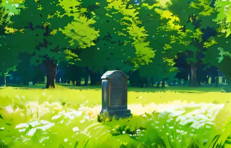 wood々There is a small grave in the meadow, Anime Rush John 8K Forest, anime movie background, graveyard background, anime backgr...