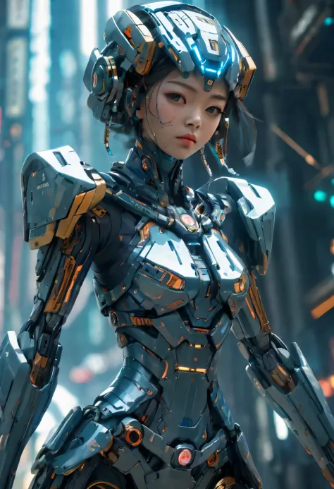 a chinese girl, whole body, clear facial features, amazing facial features, Chinese costumes, Chinese cyberpunk, Cyberpunk city ...
