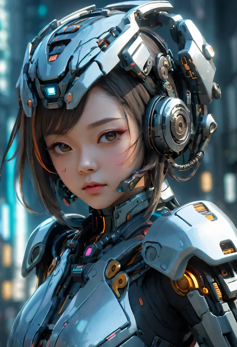 a chinese girl, whole body, clear facial features, amazing facial features, Chinese costumes, Chinese cyberpunk, Cyberpunk city headgear, hair accessories, Super complex design, mechanical mecha, technology, stunning lighting, c4d, Overclocked rendering, rim light, fine light, masterpiece, Super details, epic work, ultra high definition, high quality, 32k