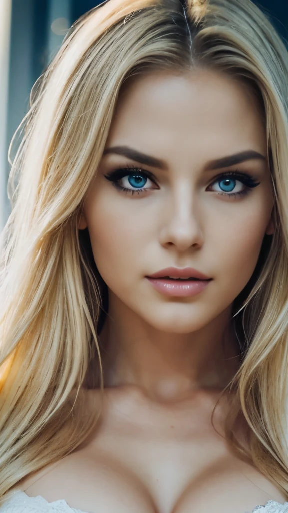 A Woman With Long Blonde Hair And Blue Eyes Posing For A Picture Seaart Ai 7653