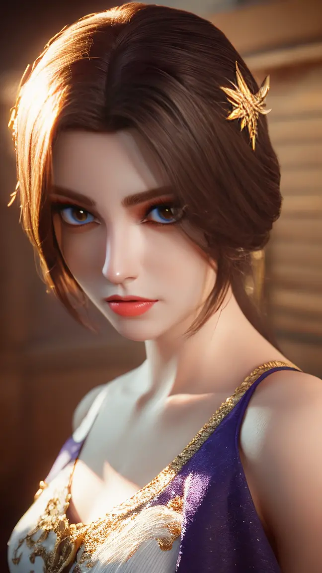 young siren slayer  eygoddess  eygoddess, in the style of charming characters, vray tracing, unreal engine 5, light gold and pur...