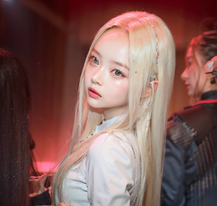 blond girl with long hair and blue eyes posing for a picture, portrait of kim petras, portrait of jossi of blackpink, with long blond hair, ava max, with long white hair, 8k artgerm bokeh, lalisa manobal, roseanne park of blackpink, ilya kuvshinov with long hair, with white long hair