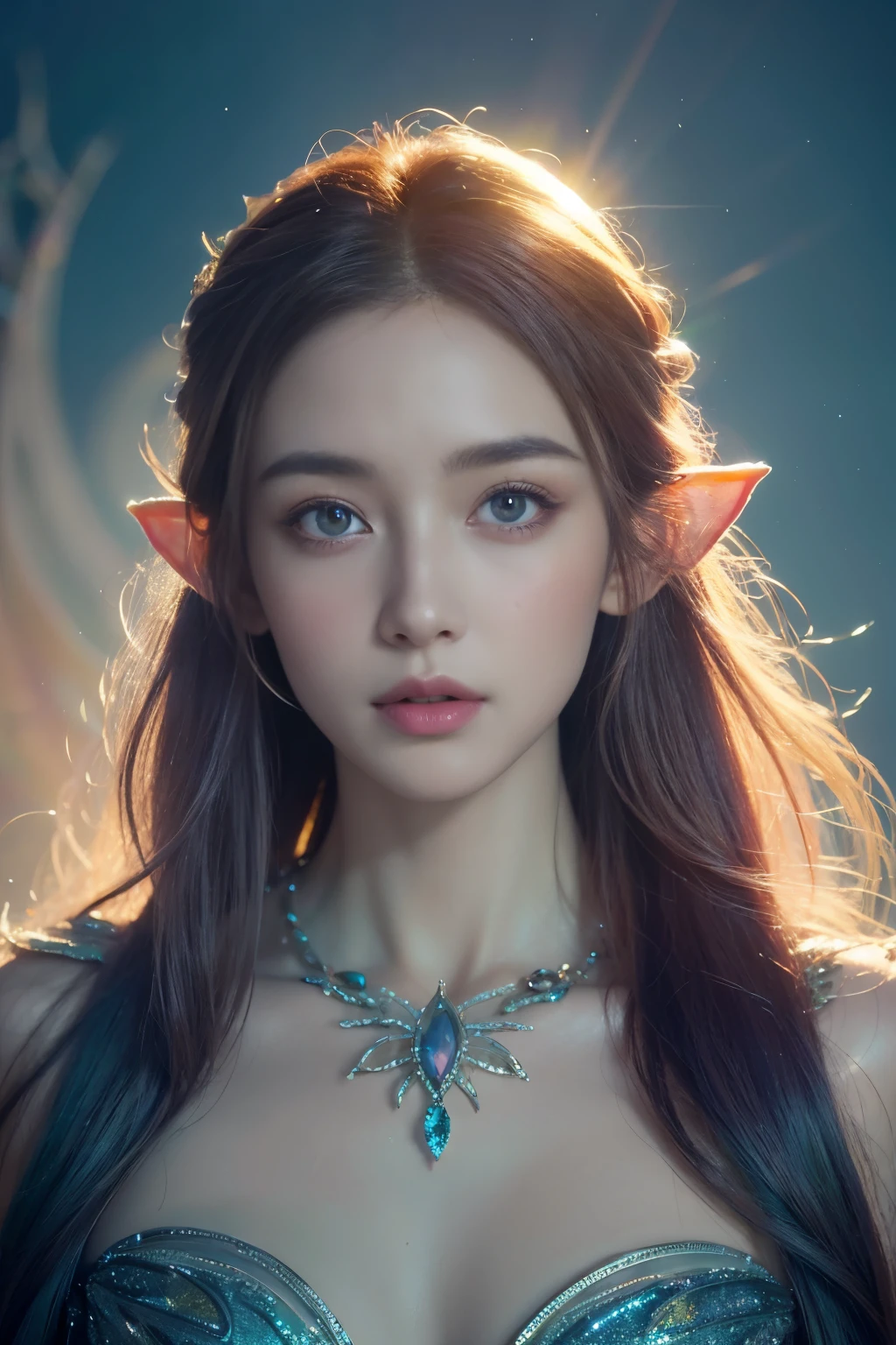 (Best quality, 4k, High-resolution, Masterpiece:1.2), Ultra-detailed, Realistic, Radiant lighting, Epoch Elves, Portraits, Fantastical colors, Fine art, Ethereal beings, Dreamlike, Whimsical creatures, Detailed facial features, Glowing eyes, Elven beauties, Ethereal glow, Mythical creatures, Harmonious composition, Dazzling colors, Stunning visual effects, Otherworldly appearance, Mesmerizing artistry, 