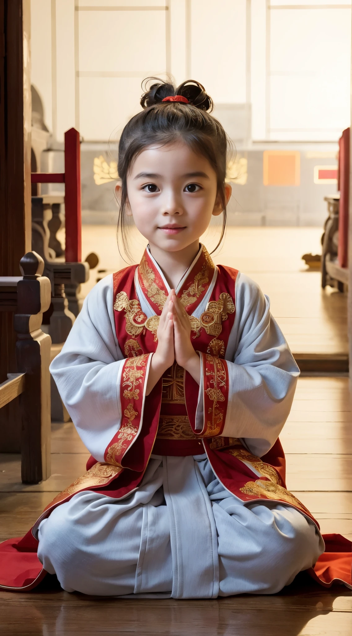 One ，Wearing a red monk