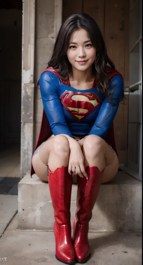 no background、Sleeping、Passing away、(((Wear black tights on your beautiful legs.torn、Tattered、being destroyed)))、(((stretch your legs、tall、Legally express the beauty of your smile)))、((((Get the most out of your original images)))、(((supergirl costume、torn...