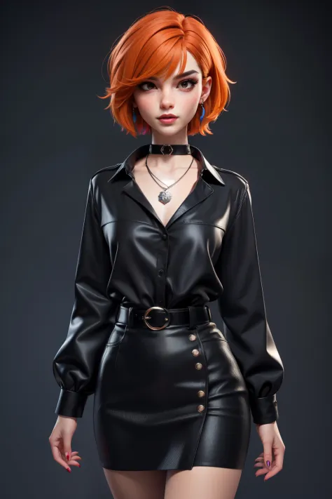 masterpiece, best quality,3d rending work ,3DMM style, pro photography, 3D,1girl, solo, multicolored hair, orange hair, black ha...