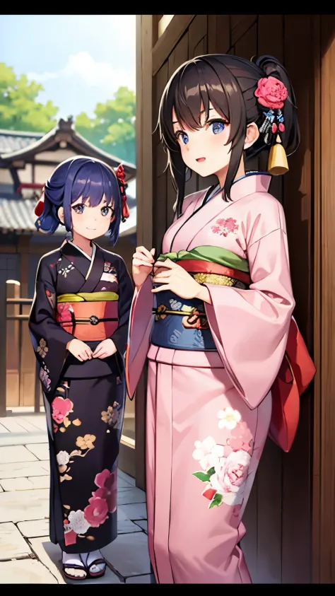 best quality,two girl,,kimono