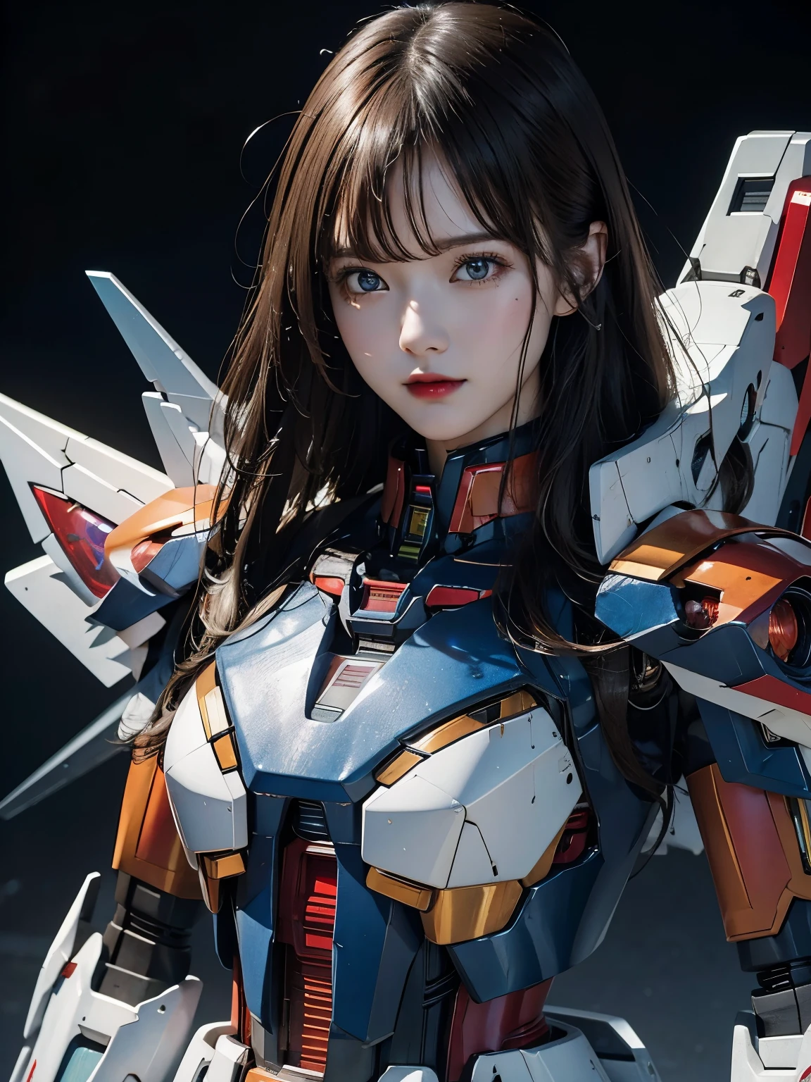 rough skin, Super detailed, advanced details, high quality, 最high quality, High resolution, 1080P, hard disk, beautiful,(gundam),beautifulサイボーグの女性,Mecha cyborg girl,battle mode,Mecha body girl,彼女は未来的なgundamメカを身に着けています,full body shot