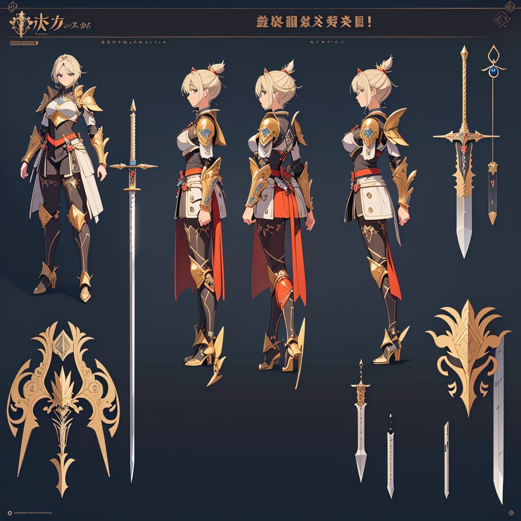 (Design sheet:1.3), (multi-angle and detailed view:1.3), ((masterpiece, best quality)), (unity 8k wallpaper), (absurdres, ultra highres, ultra detailed:1.5), extremely detailed CG, super fine illustration,man in armor,silver armor,sword seen from the side,high quality CG, ((fantasy game weapon-details screen style)) ((Setting picture)) ((weapon-jet black sword)), contains some explanatory text, high quality CG(Design sheet:1.3), (multi-angle and detailed view:1.3),