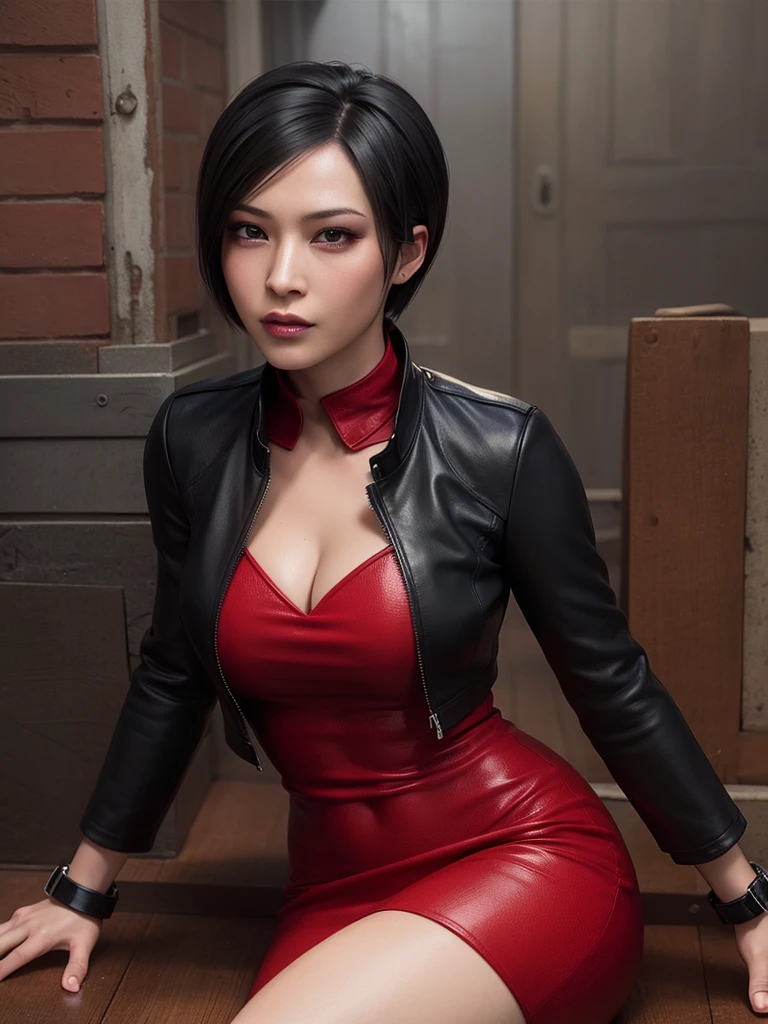 best quality,ultra-detailed,realistic:1.37,Ada Wong,perfectly symmetrical face,ultra-realistic texture,flawless body,detailed facial features,realistic lighting,serious expression