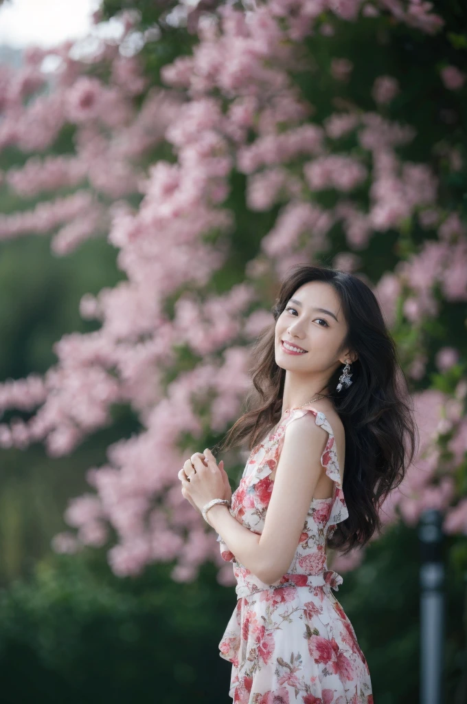 (on the table, best quality, realistically, Super detailed, meticulous, high resolution, 8k wallpaper), Close-up portrait of a beautiful woman, Chariada, smiling, light brown messy hair, Perfect dynamic composition, 美丽meticulous的眼睛, Just like the cover of a fashion magazine, on campus