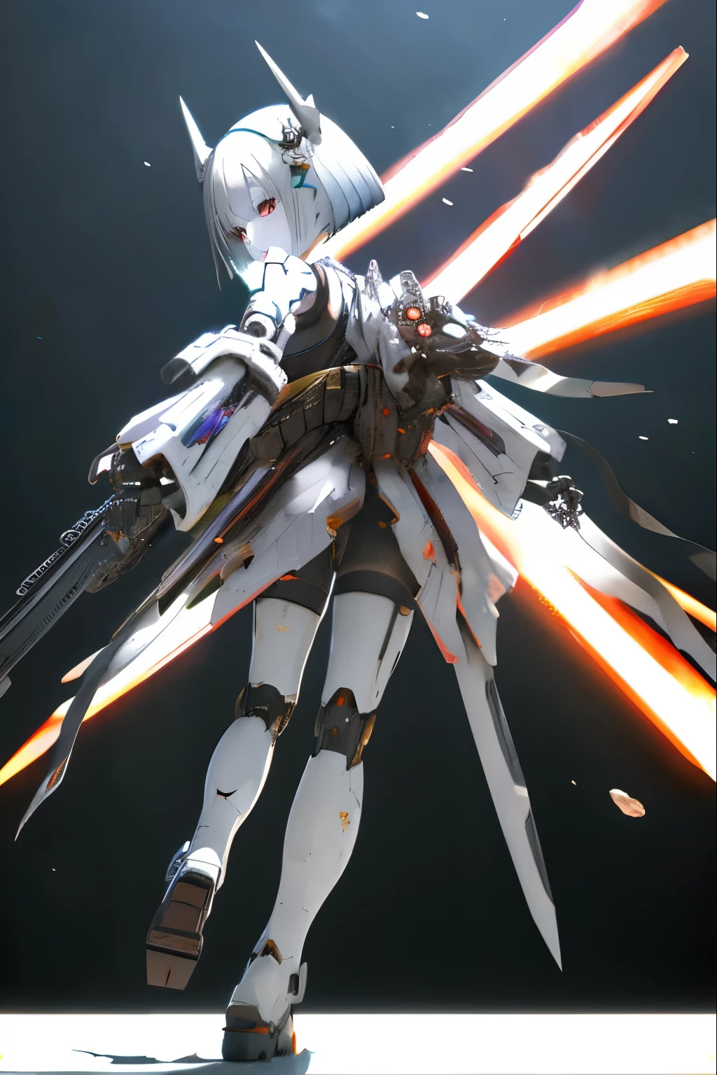 (highest quality)), ((masterpiece)), (very detailed: 1.3), 3d, {(japanese young girl)}, japanese girl wear gothic lolita clothes with white frills under armor, wears a futuristic Gundam mecha,(Gundam), with headgear, with v-fin , armored shoulders,armored under arms, armored under legs, multilayer textureperfect proportions, octane rendering, duotone lighting, Low ISO, wide aperture, White balance, Rule of thirds, ultra HD16k, HDR (High Dynamic Range), Ray Tracing, nvidia RTX, Super Resolution, Subsurface Scattering, PBR Texturing, Post Processing, Anisotropic Filtering, Depth of Field, Maximum Clarity and Clarity, High efficiency subpixel, subpixel convolution, particles of light, light scattered, Tyndall effect, full body:1.5, flying pose, cute, (cute:1.2), (bob cut:1.3),Braid, Black Hair, Thick eyebrows, Light-colored irises, Big, bright black eyes, Long eyelashes, Small, light-colored, natural lips, (Average face of Japanese idols), (The uniquely Japanese childlike face:1.3), (baby face), Wide forehead:1.2, Plump Cheeks, Small jaw, visible side boob, (mechanical wings),in the sky,(shoot from behind:1.5),(shoot from below), looking back,looking at viewer,Focus on the eyes ,Looking up at her from the soles of her feet,open legs,
