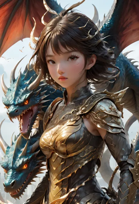 Anime style illustration of girl carrying dragon, Epic Anime Fantasy, epic anime style, author：Yang Jie, anime epic artwork, Dra...