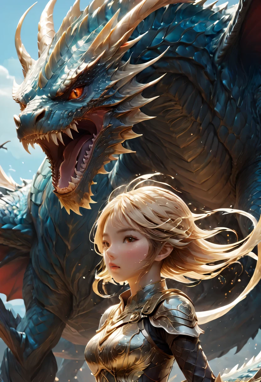 Anime style illustration of girl carrying dragon, Epic Anime Fantasy, epic anime style, author：Yang Jie, anime epic artwork, Dragon Knight, epic fantasy art style, Human and dragon fusion, Advanced Digital Animation Art》, Anime Fantasy Illustration, Badass anime 8k, Epic fantasy style art, Fantasy style anime, Epic fantasy style, Detailed digital animation art