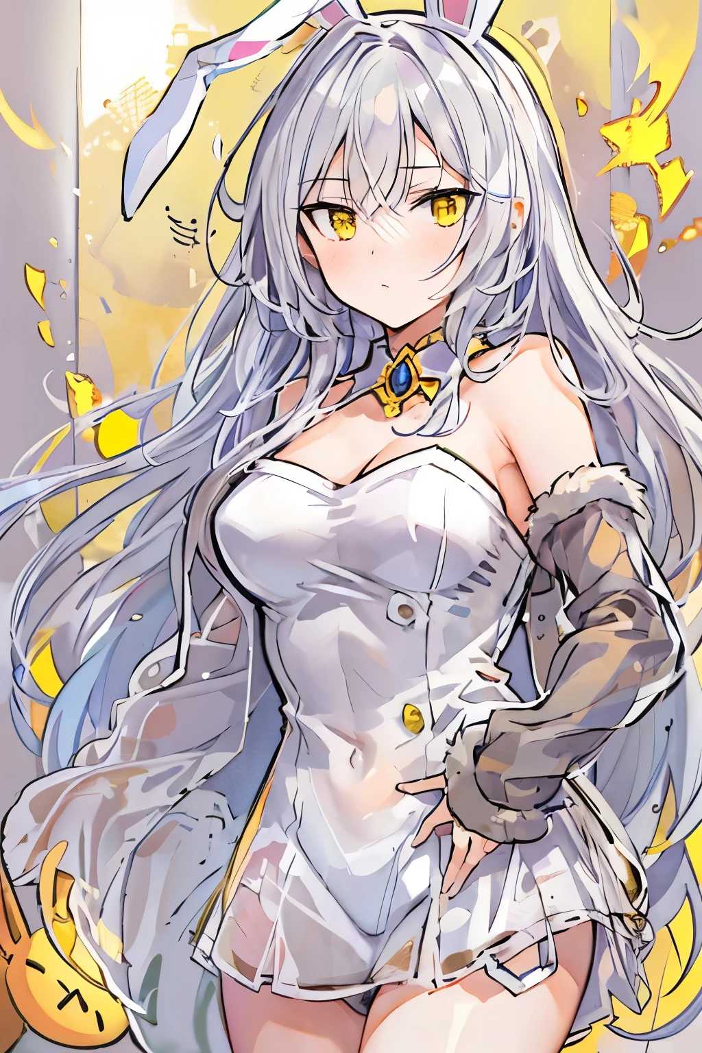 A close up of a woman in a bunny suit with long hair - SeaArt AI