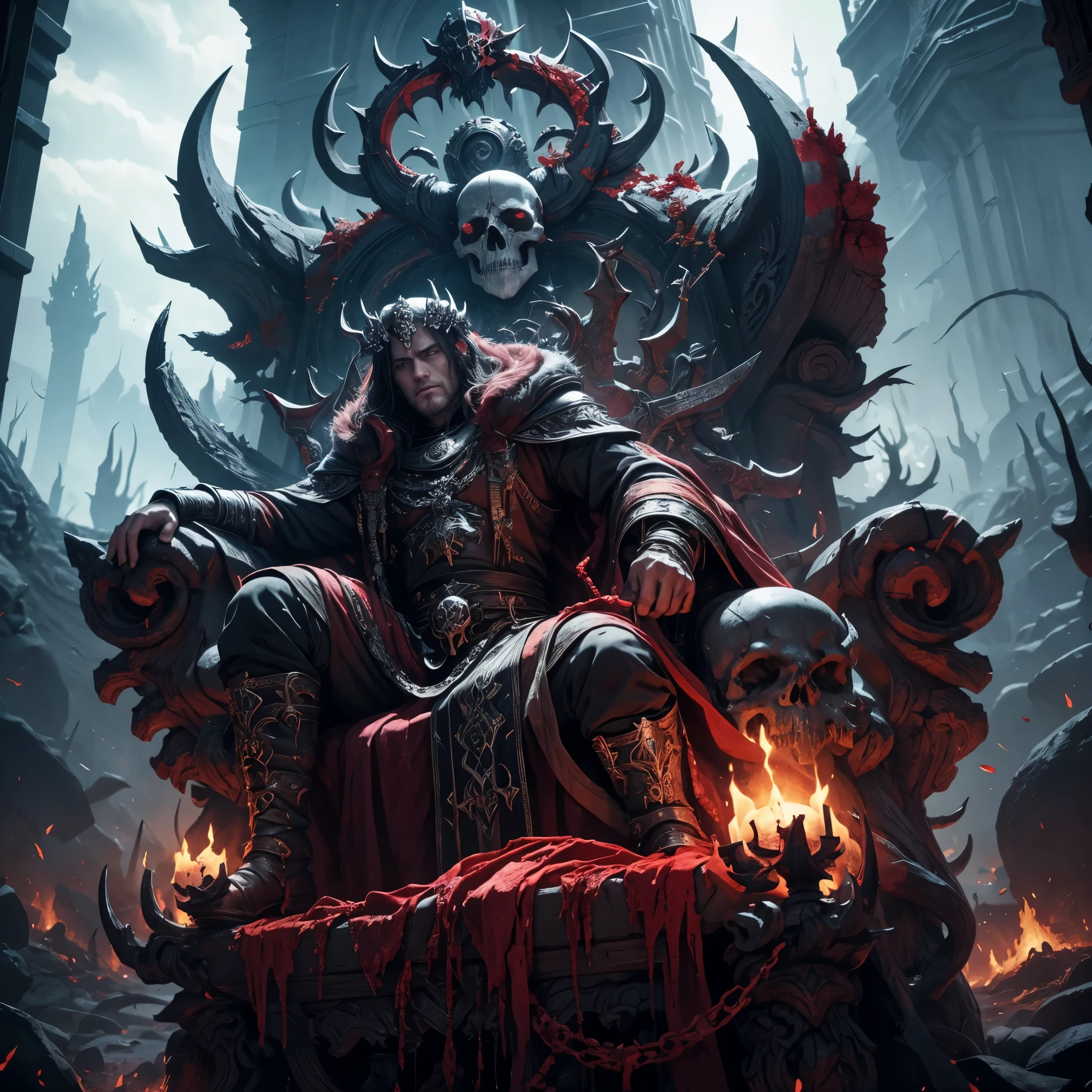 The realm of the Chaos God Korne, blood for the blood god, skulls for the skull throne, rivers of blood, a throne made of skulls,