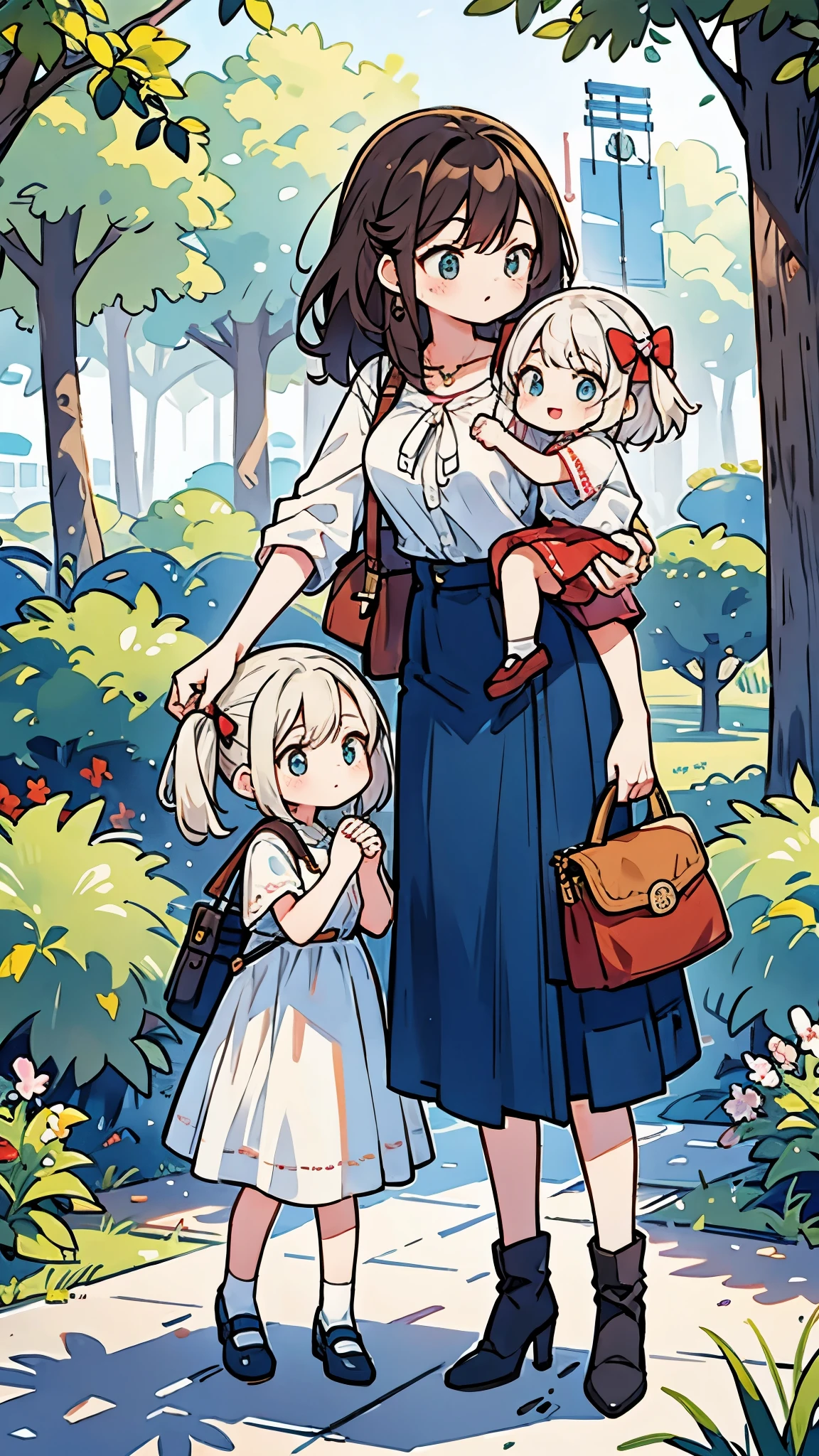 mom, daughter, park 