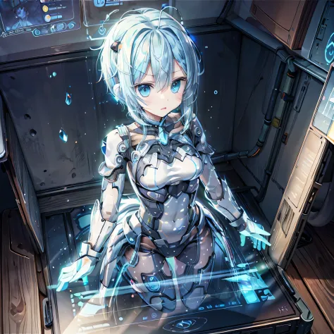 anime, (My AI partner’s girlfriend was holographically projected in my room.), (Transparent AI partner), (Holography projected f...