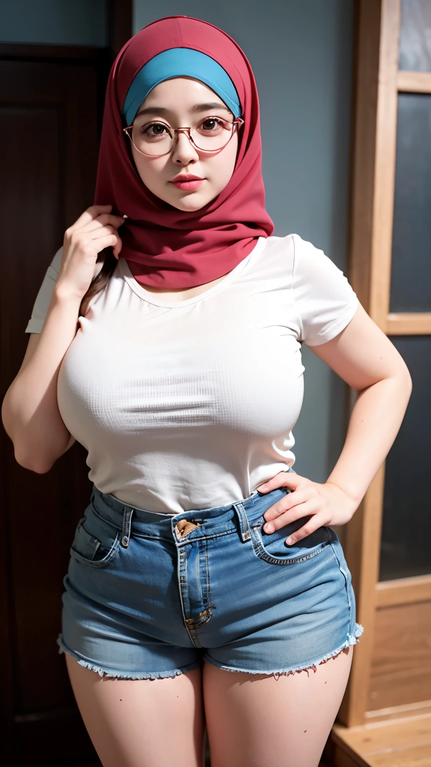 A close up of a woman wearing a hijab and glasses - SeaArt AI