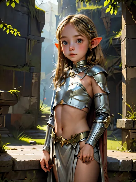 (high definition) 1 Girl, alone, elf girl in armor, elven girl, elf, armor, and medieval clothing, a crown in the cave, cape, an...