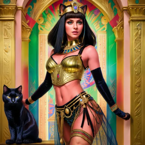 mujer arafed disfrazada con un gato y una ventana, apuesta, egipcio cat goddess, beautiful cleopatra, egipcio princess, cleopatr...